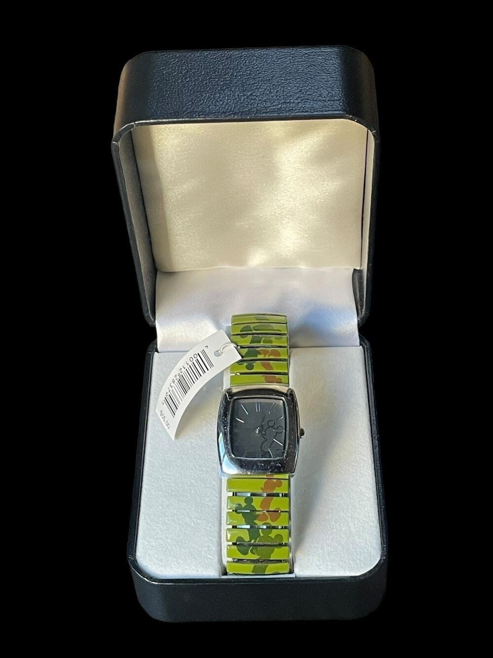Disney Green Mickey Mouse Camouflage Expansion Band Watch New Battery with Box